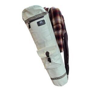 Yoga Bay Yoga Mat Bag Canvas Carrier Light Beige Adjustable Strap Pockets NOB